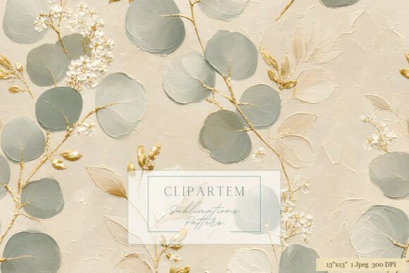 Download Sage Eucalyptus Gold Botanical Pattern - Botanical Collection