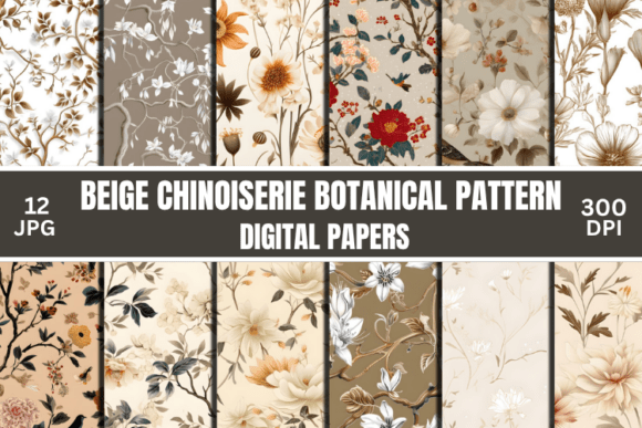 Download Beige Chinoiserie Botanical Pattern - Botanical Collection