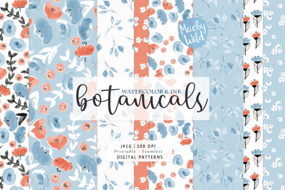 Download Watercolor and Ink Botanical Pattern - Botanical Collection